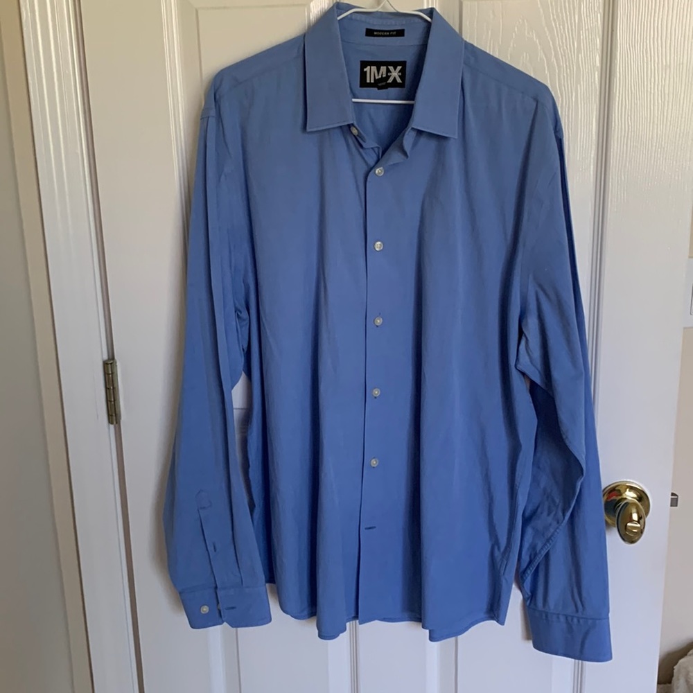 Express Blue Casual Button Down Shirt